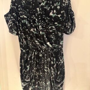 Fun Retro BCBGeneration Abstract Mini Dress, Shades of Blue with Black and White